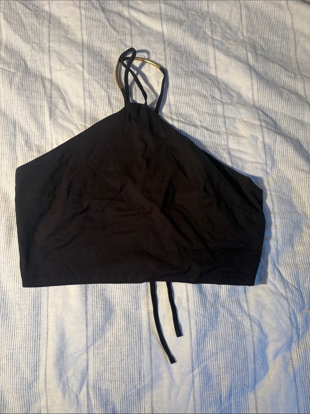 Forever 21 Black Halter Crop Top with Ring Detail